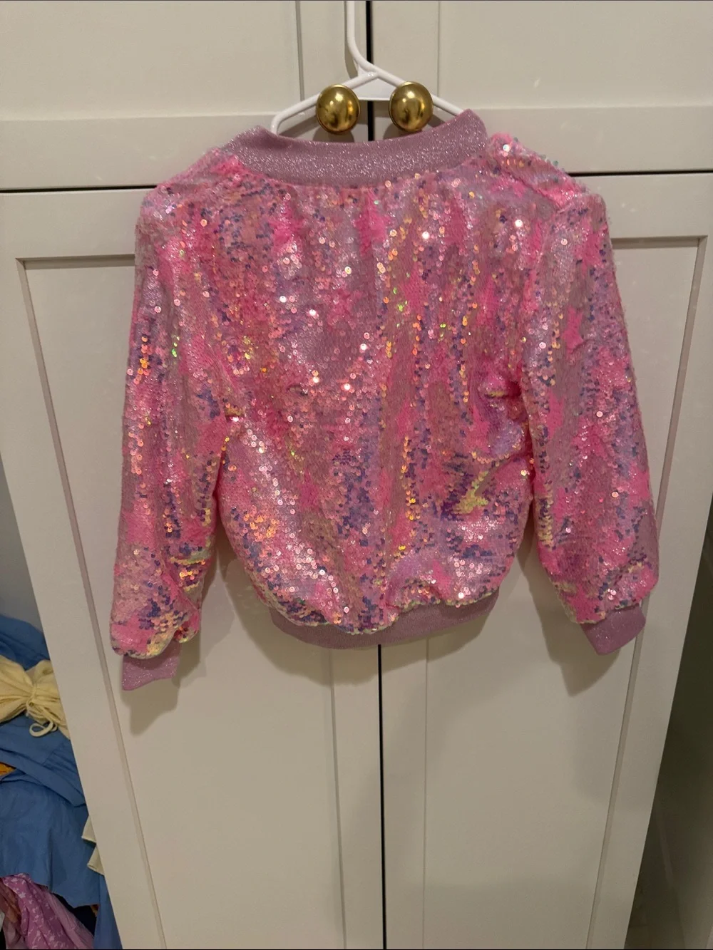 Lola + The Boys Pink Sequin Bomber Jacket